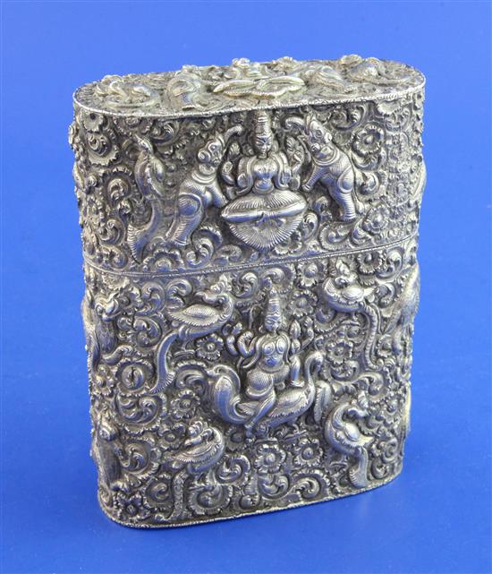 A large 19th century Indian silver cheroot case,